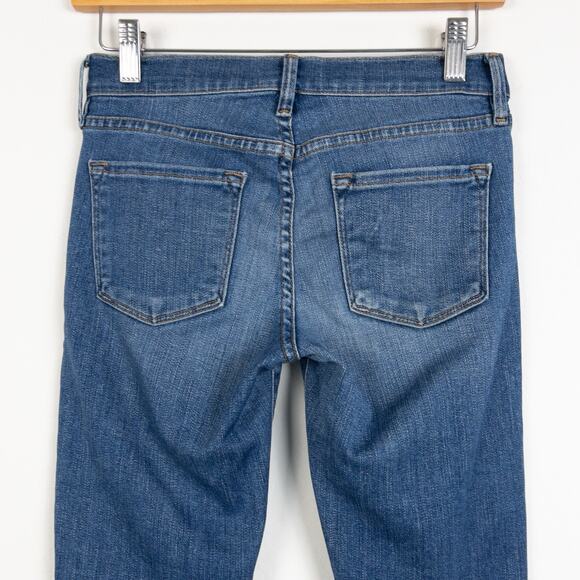 FRAME Le Skinny de Jeanne Jeans 25 Medium Wash Distressed Raw Hem USA - Picture 6 of 9